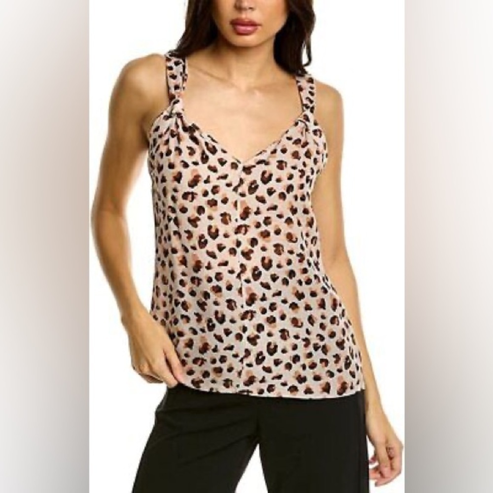 637 - Theory NWT Tan/Brown Animal Print Sleeveless Top, Size Small